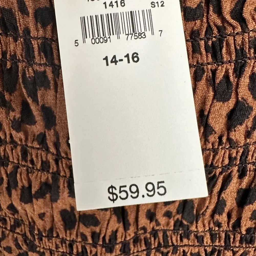 Gap Teen Girls Smocked Leopard Print Dress | Size 14-16 Youth XL